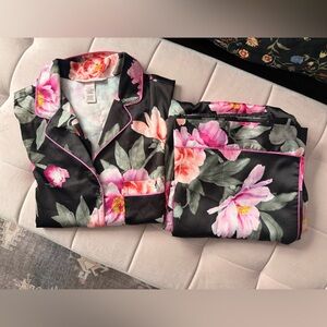 Victoria's Secret Black Floral Pajama Top